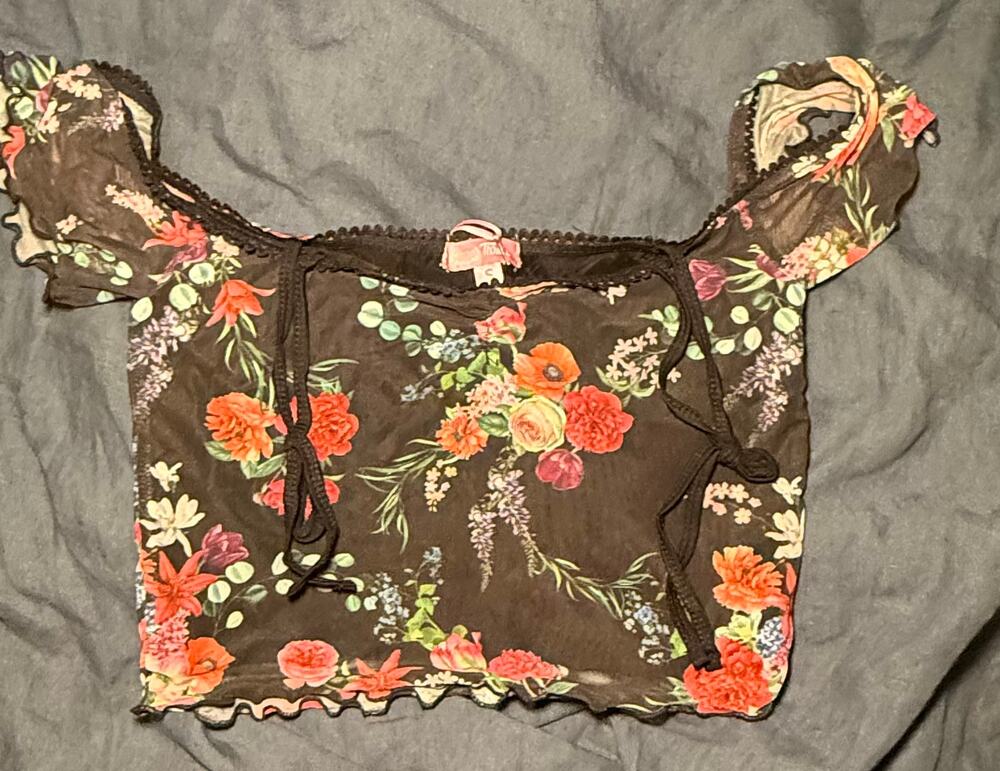 NWT Dolls Kill Sugar Thrillz Floral Mesh Crop Top Size S